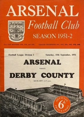 Arsenal v Derby County Div 1 1951/52 - Image 1 of 2