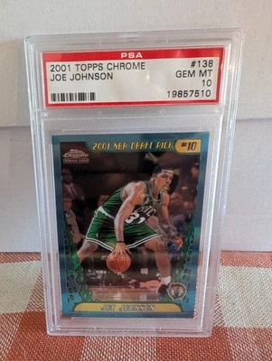 2001-02 Topps Cromo Joe Johnson #138 PSA 10 GEMA Como Nuevo Rookie RC Celtics Foto 1 de 2