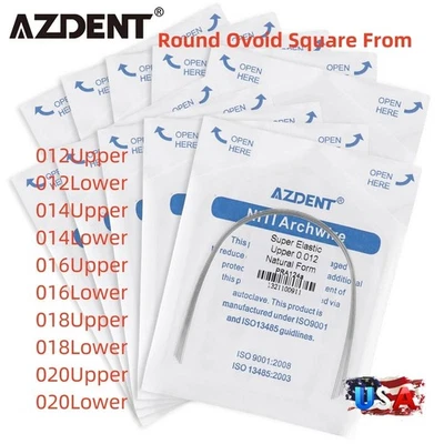 Alambres de arco redondo de ortodoncia dental súper elásticos Niti forma natural ovoide 100 un. Foto 1 de 4