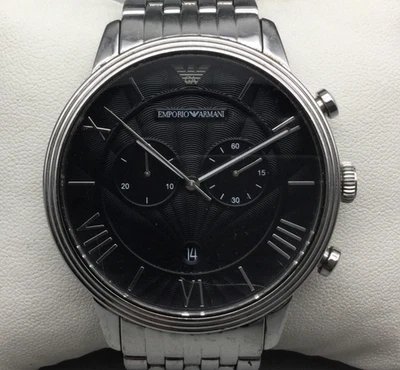 Emporio Armani AR1671 Reloj Hombre 45mm Esfera Negra Cronógrafo Batería Nueva 7.5" Foto 1 de 4
