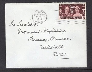 1937 1½d CORONATION 'COMET FLAW' CONSTANT VARIETY FINE USED ON ENVELOPE. SG 461 - Picture 1 of 1