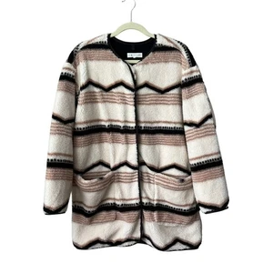 Lou & Grey For Loft Faux Sherpa Jacket Coat Womens Medium Cream Soft Oversized  - Picture 1 of 14