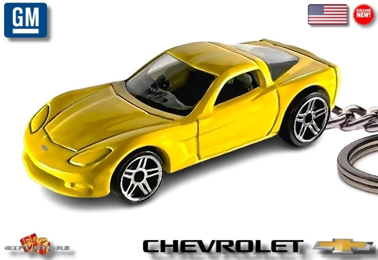 🎁🚦🏁 🆕 VERY RARE KEY CHAIN YELLOW 2005/2014 CHEVY CORVETTE C6 💕NICE GIFT💕🎁 - Image 1 of 4