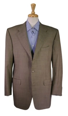 Corneliani Brown Windowpane Super 120's Wool Sportcoat Blazer 44R - Image 1 of 4
