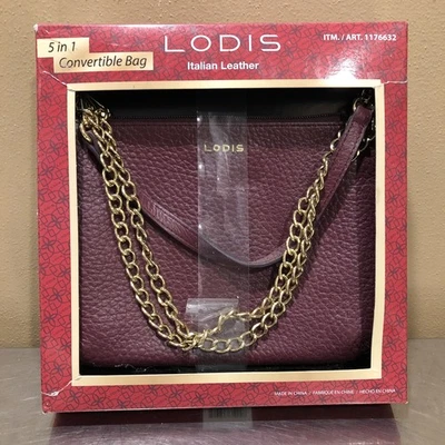 Monedero Italiano Cuero Lodis Emily 5 en 1 Bolso Convertible Borgoña Foto 1 de 4