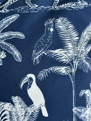 Sofá Safari Jungle 18” Azul Marino Lona Cebra Tropical Blanco Acento Almohada Foto 1 de 4