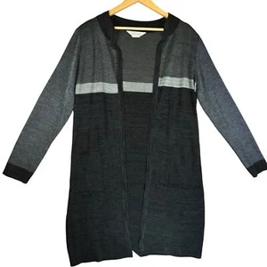 Misook Women’s Open Tri Color Gray Casual Front Pocket Cardigan Medium - Picture 1 of 5