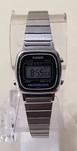 Vintage Casio LA-670W Quartz Watch Black Dial Stainless Steel Band..NEW BATTERY - Picture 1 of 10