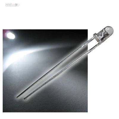 500 LEDs 3mm weiß wasserklar WTN-3-10000pw weiße LED white blanch bianco wit - Bild 1 von 4