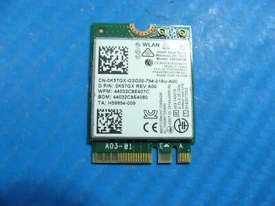 Dell Inspiron 15.6" 15 7573 Genuine Laptop Wireless WiFi Card K57GX 7265NGW - Image 1 of 2