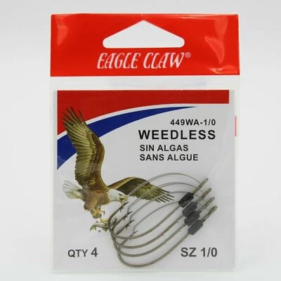 Eagle Claw 449WA Weedless Fishing Hooks 4 Pack Size 1/0 - Image 1 of 2