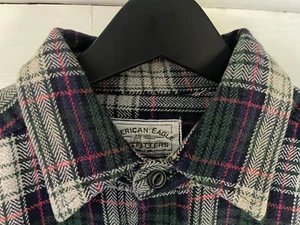 CAMICIA OVERSHIRT UOMO L AMERICAN EAGLE GRIGIO BLU VERDE PLAID CASUAL FLANELLA GIACCA - Foto 1 di 19