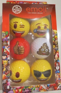 NIB ~ EMOJI GOLF BALLS ~ 6 PACK ~ Laugh, Heart, Poop, Sunglasses, Tongue, Hand - Picture 1 of 2