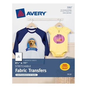 Avery 8.5 x 11 Stretchable Fabric Transfers for Injet Printers, 5 Sheets (3302) - Picture 1 of 12