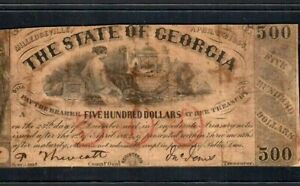 LARGE DENOMINATION!!!! $500 "STATE OF GEORGIA" (ORANGE PRINT) 1800'S $500  WOW!!
