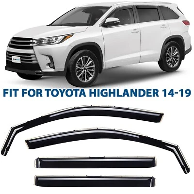 Deflectores de ventana lateral protectores de lluvia para Toyota Highlander 2014-2019 Foto 1 de 4