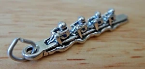 3D Sterlingsilber 35x5mm Sculling Ruderer Ruderteam Crew Charm - Bild 1 von 4