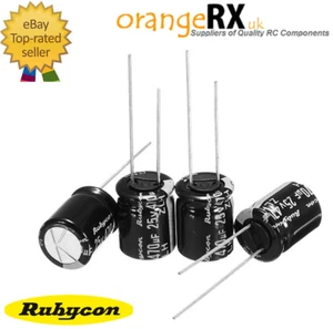 Condensadores Rubycon ESR 25V 470UF bajos filtro LC FPV video ruido avión no tripulado Reino Unido - Imagen 1 de 17