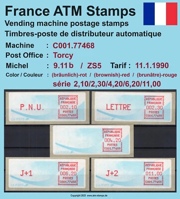 France ATM stamps Michel 9.11 b / C001.77468 serie ZS5 ** / LSA vending machine - Image 1 of 2