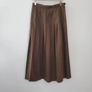 Burberry Damen Vintage braun Wolle Plissee Midirock Größe 12 Academia Old Money - Bild 1 von 9