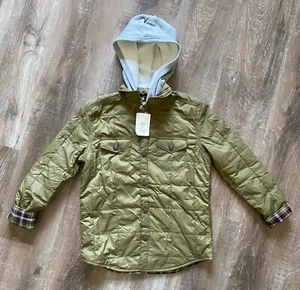 TUCKER + TATE nwt full snap-up hooded jacket~kid's size 7~green~plaid~NEW - Picture 1 of 5