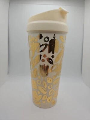 Kate Spade New York Tumbler Polka Dot Insulated Cream/Gold & Floral Coffee Tea - Image 1 of 4