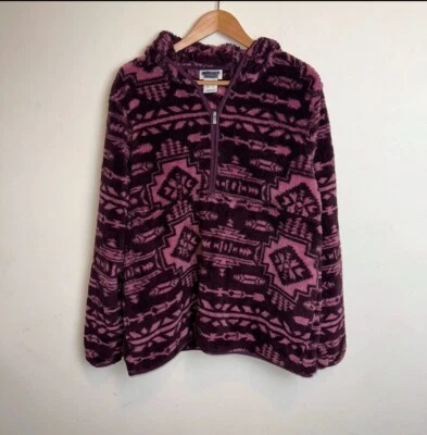 Ariat Womens Size XL REAL Berber Mulberry Aztec Western Pullover 1/2 Zipper Y2K - Image 1 of 4