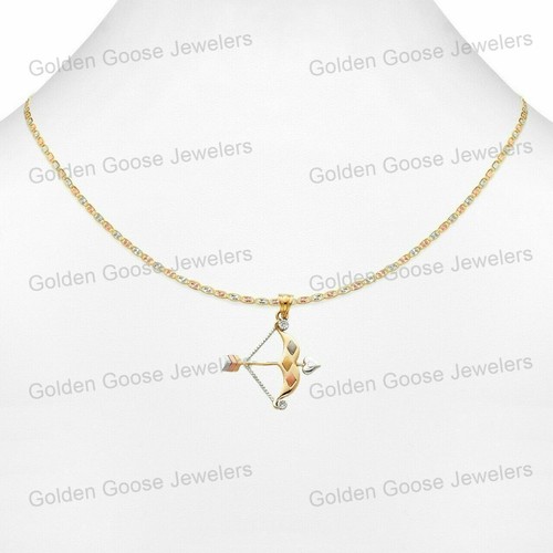 Ciondolo Charm Fiocco e Freccia Unisex Oro 14KT Tricolore Catena Valentino