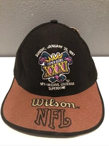 Vintage RARE 1997 LEATHER BILL NFL Super Bowl XXXI New Orleans STRAPBACK Hat - Bild 1 von 8