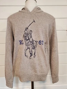 Polo Ralph Lauren Sweater Youth L Grey Hooded Cotton Pony Logo Hoodie  - Picture 1 of 12