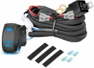 2-Lead Wiring Harness Kit ON-OFF Rocker Switch Relay LED Work Light Bar 12V 24V