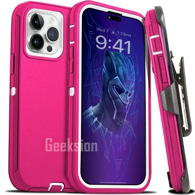 For iPhone 15 14 13 12 11 Plus Pro Max Shockproof Rugged Heavy Duty Case + Clip - Image 1 of 4