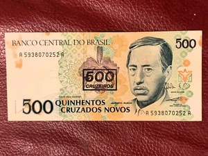 BRASILIEN 500 CRUZEIROS AUF 500 CRUZADOS NOVOS 1990 BANKNOTE #137B - Bild 1 von 2