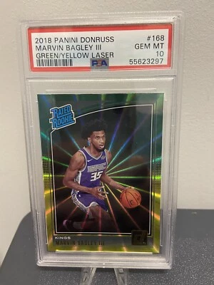 Marvin Bagley lll 2018 Donruss Green/Yellow Laser RC PSA 10 Gem Mint Pop 8  QTY - Image 1 of 4