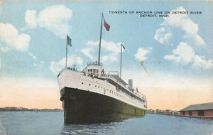 Detroit, Michigan Postkarte Tionesta der Ankerlinie am Detroit River um 1915 D10 - Bild 1 von 2