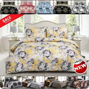 3 Piece Rich Cotton Duvet Cover Bedding Set Single Double King Super King Sizes* - Picture 1 of 98