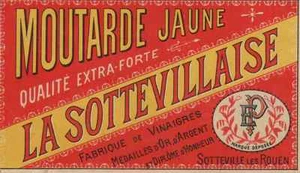 "MOUTARDE JAUNE LA SOTTEVILLAISE" Etiquette-chromo originale fin 1800 - Picture 1 of 1