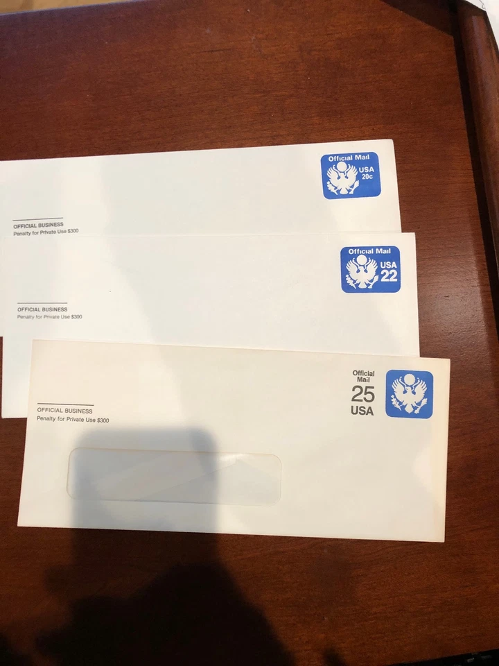 Postal Stationery, Official Mail Envelopes, 20, 22, 25c. Mint,  - Image 1 of 1