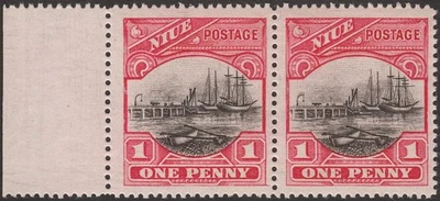 Niue 1925 KGV 1d Par con Doble Defecto Derrick Variedad Como Nuevo SG45a Foto 1 de 3