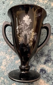 Art Deco LE Smith Black Amethyst Glass Vase Depression Glass - Picture 1 of 3