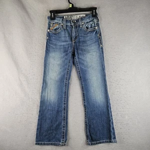 Ariat B4 Relaxed Jeans Boys 8 Blue Denim Straight Leg Western Youth Pants - Picture 1 of 19