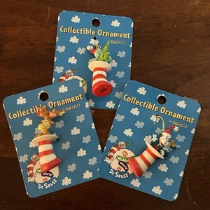 Vintage Trio 90s Enesco Dr Seuss Christmas Ornaments Grinch Cartoon - Picture 1 of 8
