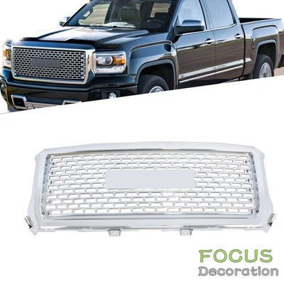 Chrome Plastic Upper Grille For GMC Sierra 1500 Denali 2014-2015 Mesh GM1200681 - Изображение 1 из 4