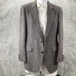 Harris Tweed Blazer Herren 42 lang grau Fischgrät 100% Wolle Hergestellt in den USA Sport Mantel - Bild 1 von 8