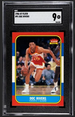 1986 - 87 Fleer #91 - Doc Rivers 亚特兰大老鹰队 SGC 9 完好 — 第 1/2 张图片