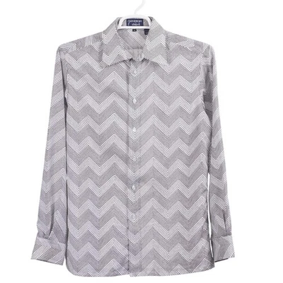 GIVENCHY For Chesa Vintage Shirt Men M Brown Chevron Stripe Button Up 70s 1970s - Image 1 of 4