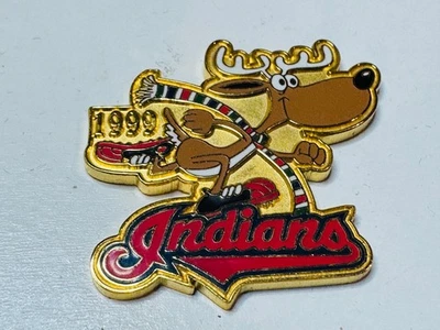 Cleveland Indians Lapel Pin Happy Holidays Christmas Ice Skating Reindeer 1999 - Image 1 of 2