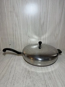 VTG FARBERWARE Aluminum Clad Stainless Steel 12" Frying Pan Skillet Dual Handle - Picture 1 of 7