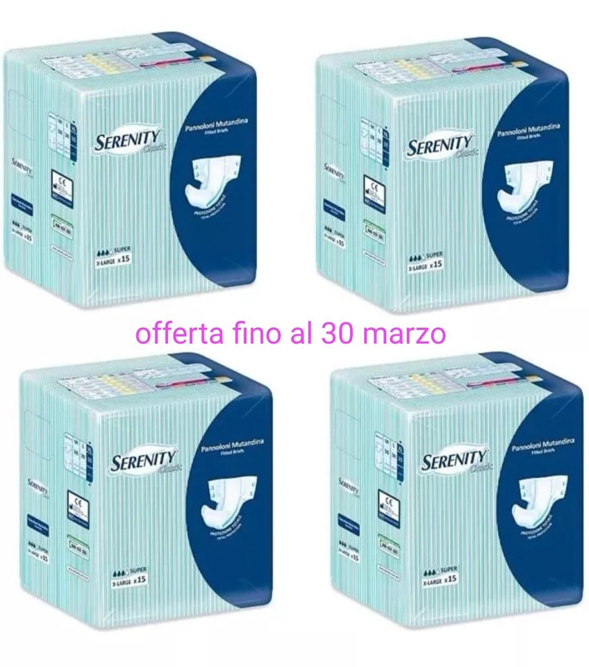 60 Pannoloni A Strappo Misura XL Serenity Incontinenza 4 Confezioni - Immagine 1 di 1