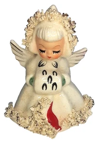Holt Howard Ermine Angel with muff Christmas Candle Holder Spaghetti Trim 1958 - Picture 1 of 9